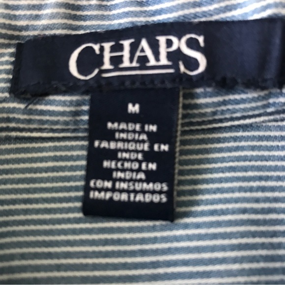 Chaps size M long sleeve button up shirt blue/white small stripe - Picture 5 of 8
